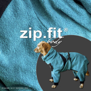 dryup body zip.fit Petrol – Hundebademantel